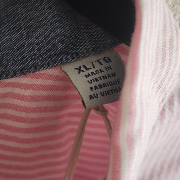 Tommy Bahama Mens Button Down Shirt Long Sleeve Striped Pink White Size XL - Picture 6 of 8